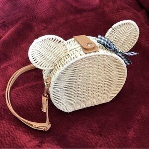 NWOT Micky Mouse Ears Wicker Crossbody & Shoulder Bag, Magnetic Snap Close, 8”